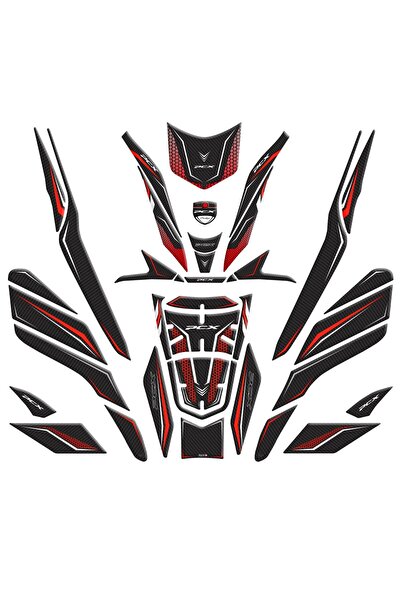 Redline Grafik Honda PCX Uyumlu Full Tank Body Set Karbon Kırmızı Redline Grafik