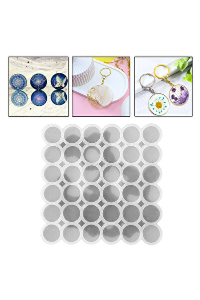 Eminonutoptanci Epoksi Silikon Kalıp Çoklu Yuvarlak Anahtarlık Kolye Küpe Kal...