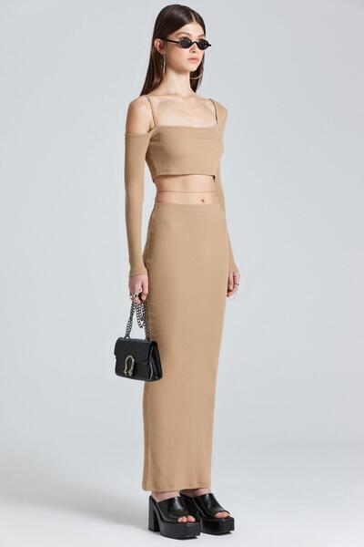 World Fashion Trends 2406 Σετ μπεζ με μονό λουράκι