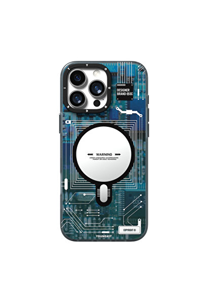 Youngkit iPhone 16 Pro Kılıf Magsafe Uyumlu Kamera Denetim Butonlu Youngkit Technology Serisi Kapak Mavi