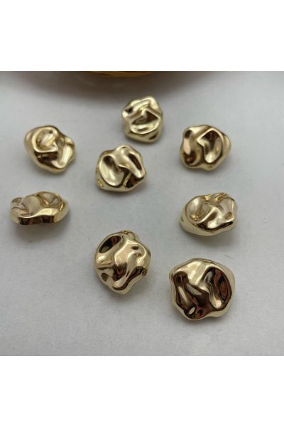 Bukle İplik Gold Color Button Shoes 34" - 6 Pcs Round Embossed Filler Pattern