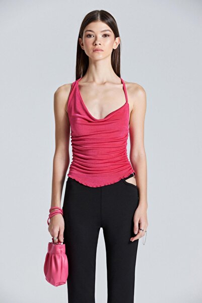 World Fashion Trends 2427 Φούξια Μπλούζα με Σταυρό Πίσω Λουράκι