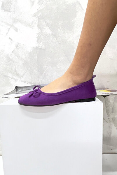 inizio Purple Suede Bow Women's Ballerinas P9009