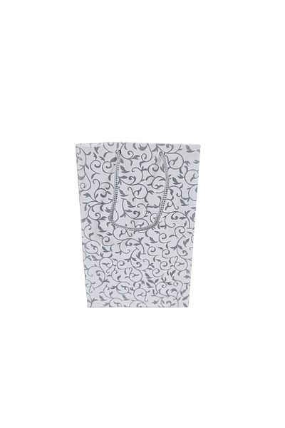 ÖZER KUTU Silver Patterned White (Pack of 25) Cardboard Bag 12X17