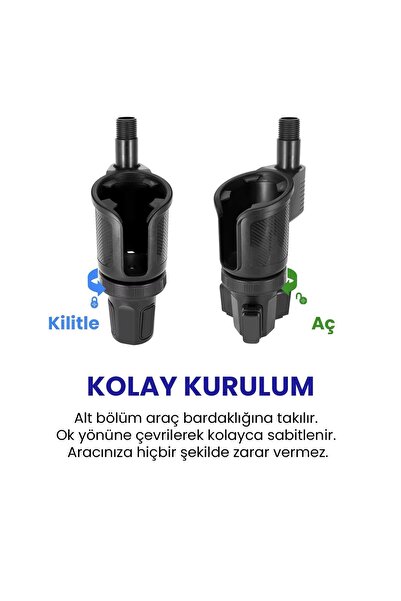 UpWay Araç İçi Ayarlanabilir Tepsili Yiyecek Bardak Termos Telefon Tutucu
