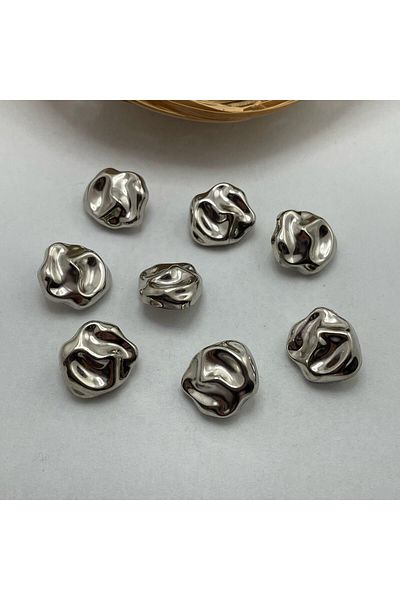 Bukle İplik Round Embossed - Fill Pattern Silver Plastic Metalized Pedestal Knob - 34" (6 Count)