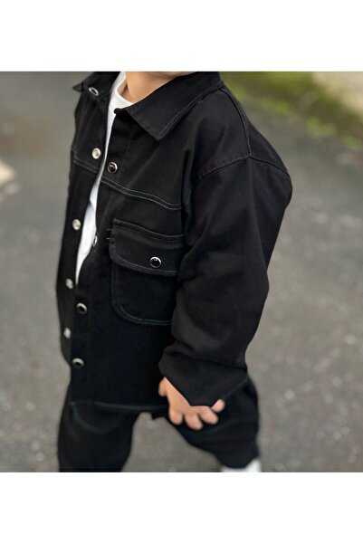 aynuraa Set 3 piese pentru băieți din Gabardină – Jachetă + Tricou + Pantaloni – slim fit