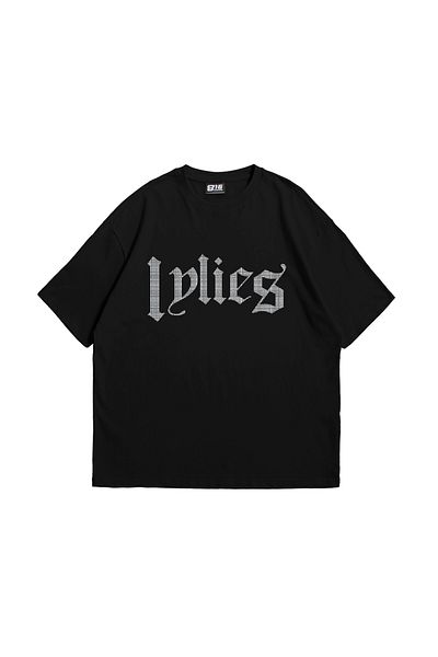 Sekizbiraltı Lylies Stone Print Oversize Unisex Μαύρο Tshirt