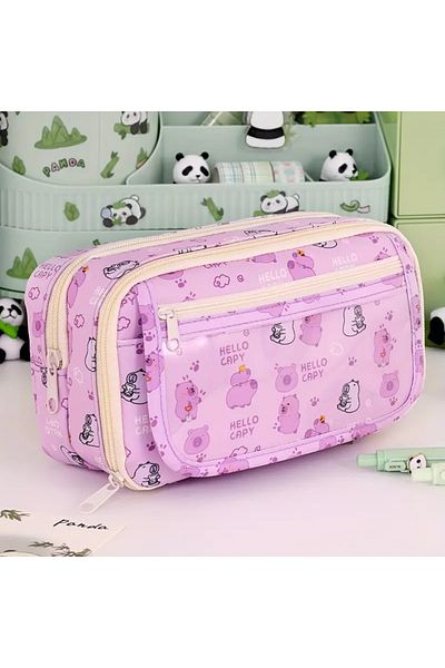 GlassySKY Cute Cartoon Large Capacity Pencil Case Pen Holder Stationery