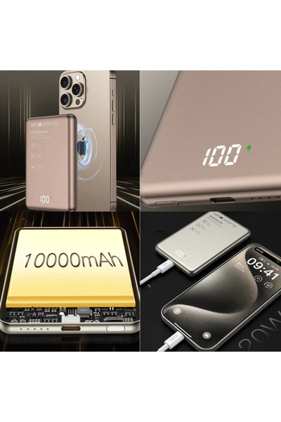 Totu PB-1008 10000 mAh 20W PD QC 3.0 MagSafe Manyetik Kablosuz Hızlı Şarj Destekli Slim Powerbank