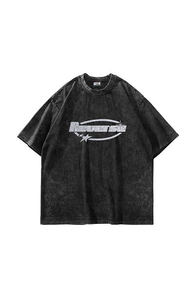 Sekizbiraltı Μαύρο μπλουζάκι με στάμπα Reverse Stone Oversize Unisex που πλένεται