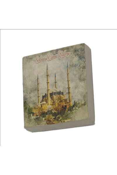 Sadrazam Magnet din piatră naturală imprimat Edirne Selimiye 5x5 Krt-163