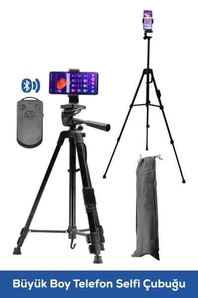 ALFAGİFT Profesyonel Bluetooth Kumandalı Tripod | Telefon ve Kamera Tutucu | ...