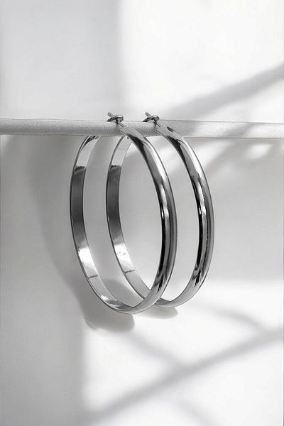 Çlk Accessories 50mm Steel Square Cut Hoop Earrings (35597)