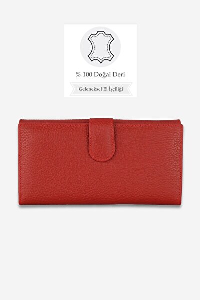 TUNAELLİ ЖІНОЧИЙ ЧЕРВОНИЙ ШТУЧНИЙ ШКІРЯНИЙ ГАМАНЕЦЬ З БАГАТЬМА КАРТКОЧНИМИ ВІ...