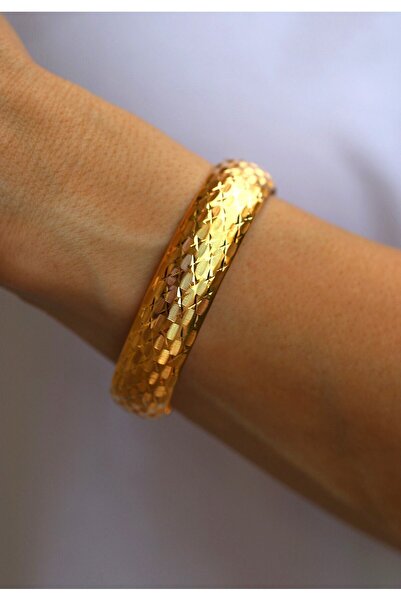 Yenigün Kuyumculuk Hediyelik Yatırımlık 15 Mm Baklava Işıltılı Model Altın Bi...