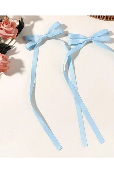 PASAMİA Blue Color Satin Ribbon 6 mm 25 Yards (2 Pieces)