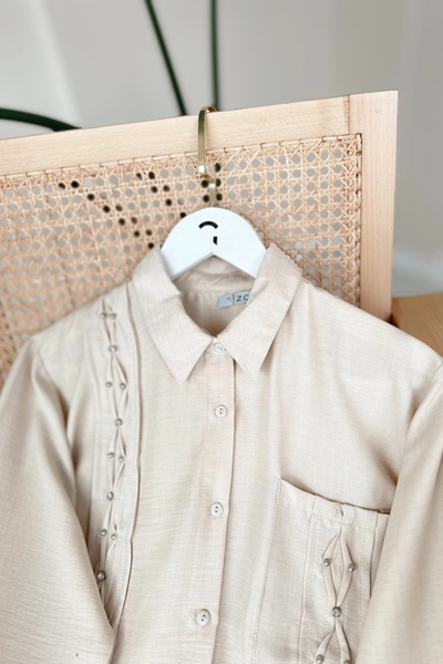 Gizce Kram Beige Tunic