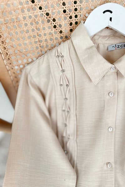Gizce Kram Beige Tunic