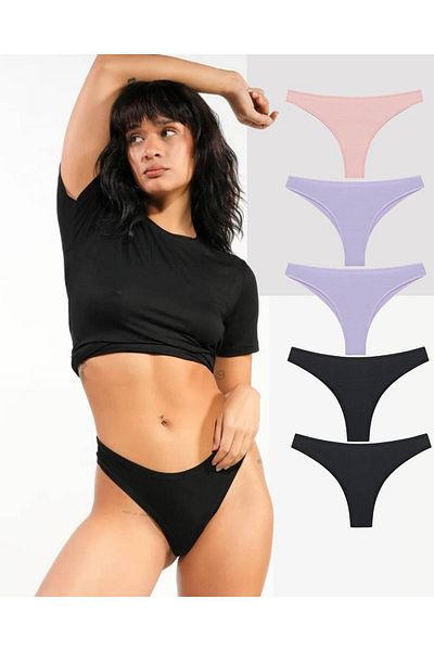 GECKO COLLECTION Gecko Brazilian Elastic String Thong 5 Pcs