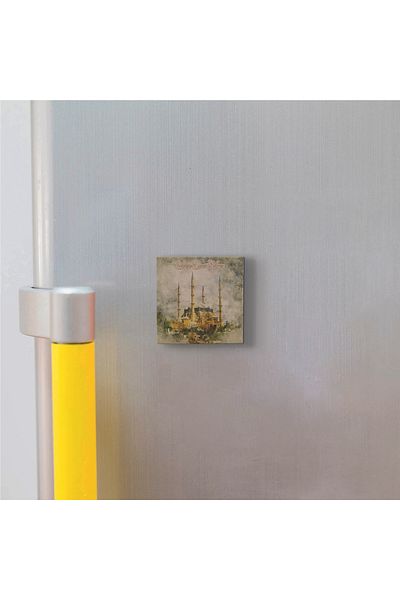 Sadrazam Magnet din piatră naturală imprimat Edirne Selimiye 5x5 Krt-163