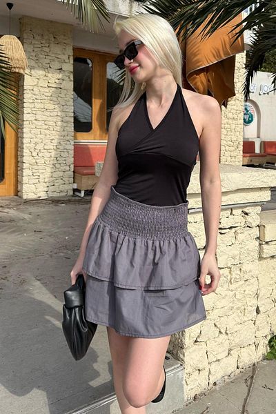 Seeh Mini Folded Smoked Skirt Sh229