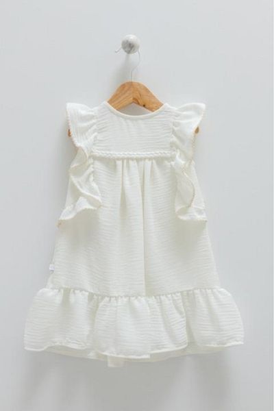 Caramell Baby Girl Child Dress 100% Cotton Muslin Fabric Summer Dress with Ruffle Detail (1 - 4 Years Old)