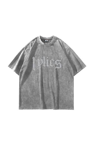 Sekizbiraltı Lylies Stone Print Oversize Unisex Πλενόμενο λευκό μπλουζάκι