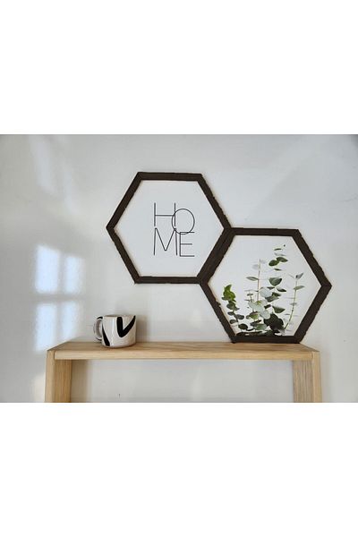 Wooden Factory Kit cadru decorativ din lemn hexagonal