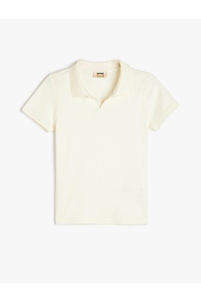 Koton Βαμβακερό κοντομάνικο Basic Polo Neck Λευκό μπλουζάκι για αγόρι 5skb10328tk
