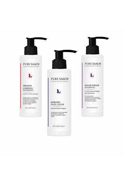 Pure Saach Professıonal 3 منتجات معًا شامبو بروتين كومبلكس، شامبو فضي، كريم ا...