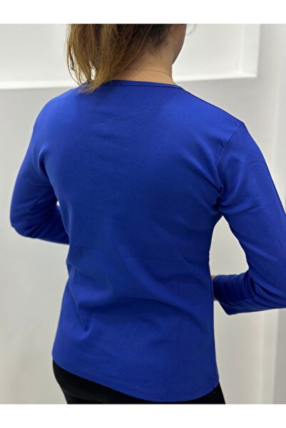 YNSGİYİM - Yns - Kadın Pamuklu Ribana %100 T-shırt Bluz Uzun Kollu