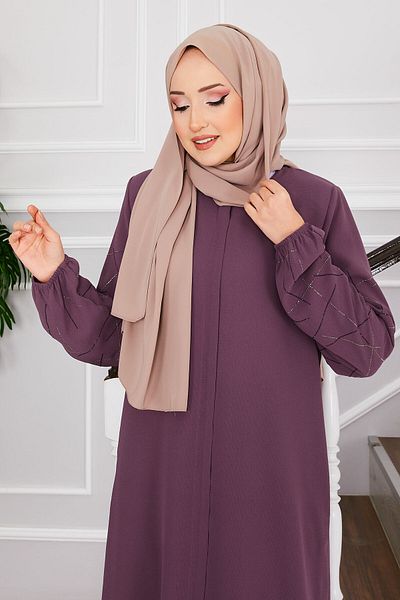 EBRUTESETTÜR Ravza Stone Hijab Ferace with Sleeves