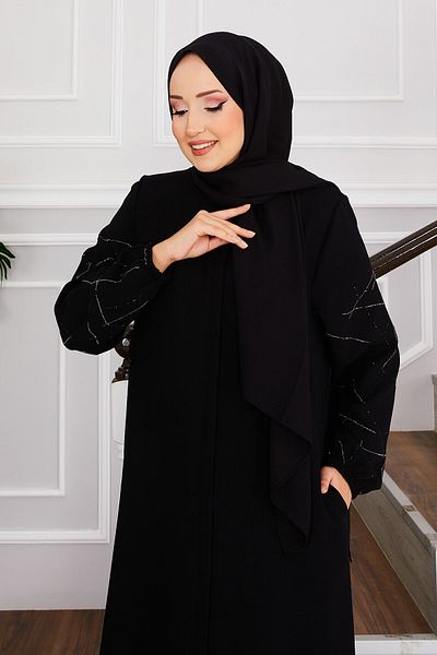 EBRUTESETTÜR Ravza Stone Hijab Ferace with Sleeves