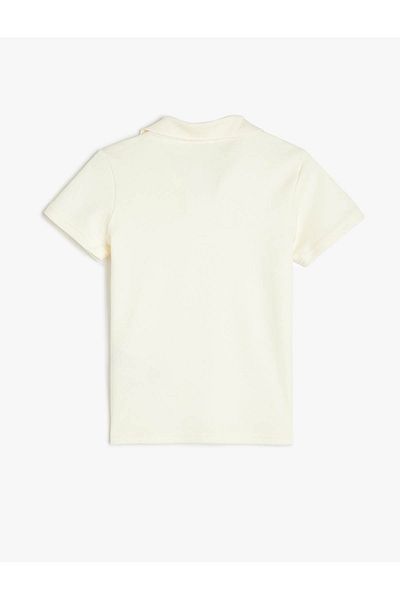 Koton Βαμβακερό κοντομάνικο Basic Polo Neck Λευκό μπλουζάκι για αγόρι 5skb10328tk
