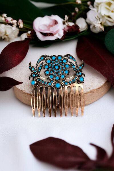 FAYRA ACCESSORIES Vintage Comb Bun Buckle with Crystal Stone
