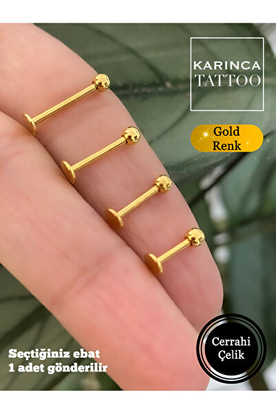 Karınca Piercing Altın Rengi Gold Piercing Labret Tragus Forward Helix Dudak Burun Conch Cerrahi Çelik Piercing Küpe