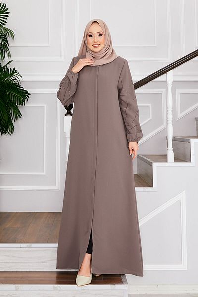 EBRUTESETTÜR Ravza Stone Hijab Ferace with Sleeves
