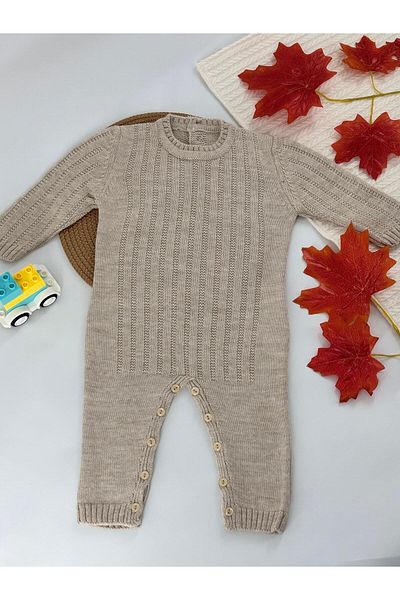 Cloudy Kids Unisex Baby Buttoned Crew Neck Knitwear Jumpsuit