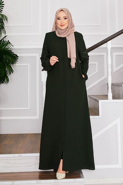 EBRUTESETTÜR Ravza Stone Hijab Ferace with Sleeves
