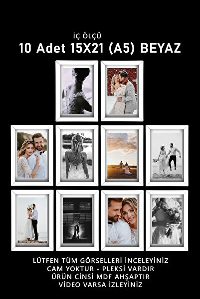 yhfoto 10 Pieces 15x21 Frame - White Frame - MDF A5 Frame - Photo Frame Set
