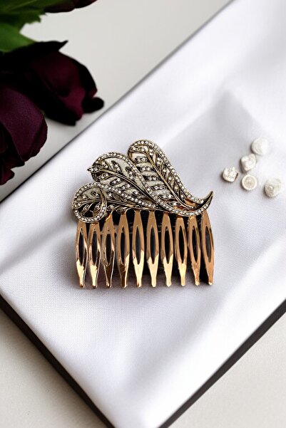 FAYRA ACCESSORIES Kristal Taşlı Vintage Tarak Topuz Toka