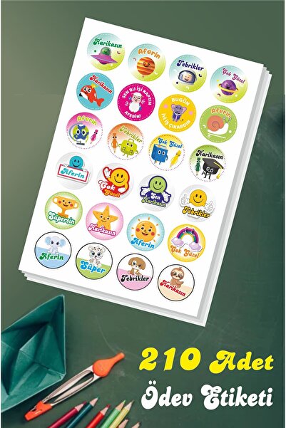 Çağ Baskı Ödev Etiket Sticker Öğretmen Öğrenci Harikasın Tebrikler Süper Afer...
