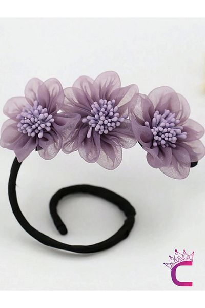Cinderella Chignon de păr pentru femei, elegant, din șifon, cu model de flori, liliac - practic și magic, ușor de împachetat