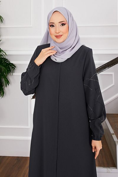 EBRUTESETTÜR Ravza Stone Hijab Ferace with Sleeves