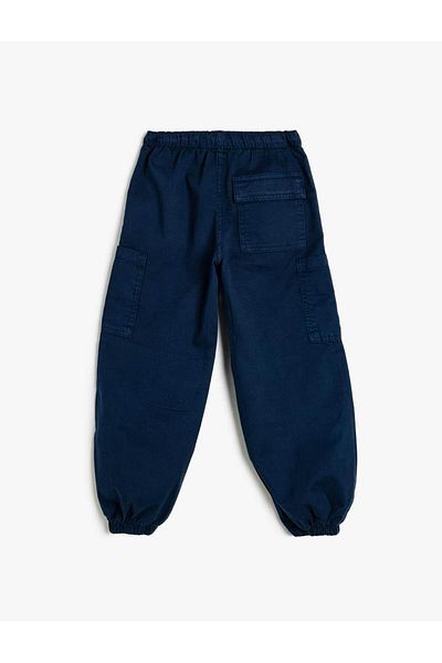 Koton Jogger Parachute Pocket Tie Waist Cotton Navy Blue Παντελόνι για κορίτσια 5skg40061ad