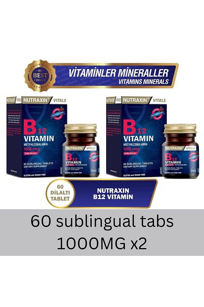 Nutraxin Vitamin B12 60 sublingual tabs 1000MG x2
