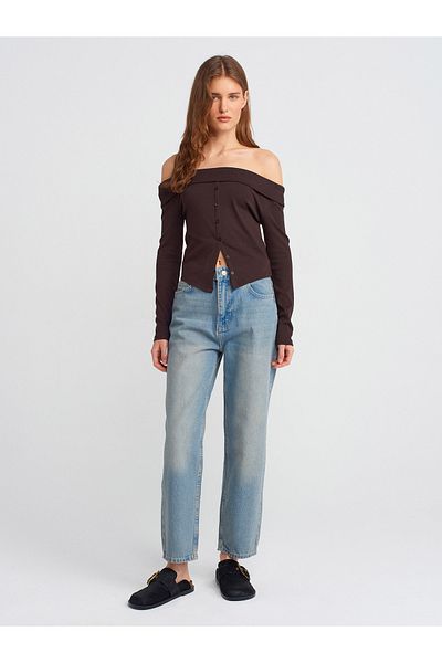 Dilvin 71350 Blue Relax Denim Pantaloni Tint Wash