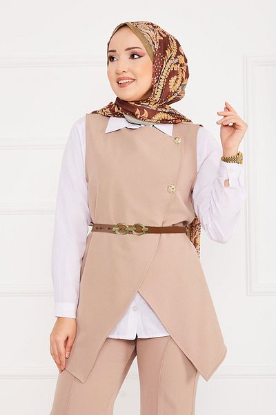 EBRUTESETTÜR Belted Vest Hijab Double Suit