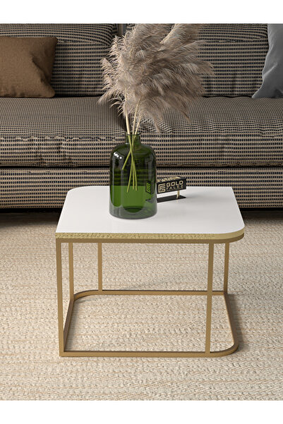 GOLDFALEZ Orta Sehpa Tekli Damla Gold Beyaz